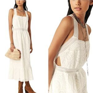 Ba&sh Eyelet Square Neck Open Back Austin Dress